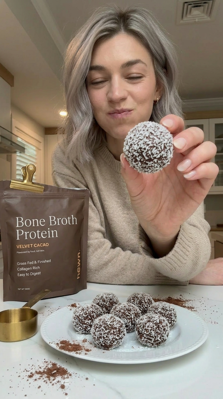 hewn Velvet Cacao bone broth protein bliss balls